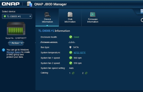 QNAP JBOD Manager for QNAP TL-D800C